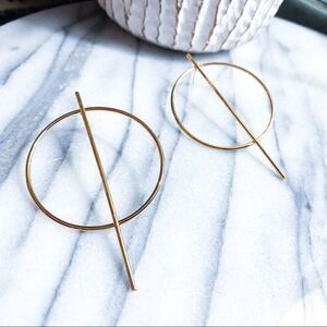 Circle Geometric Earrings Gold Plated Minimalist Statement Glam Stud Post